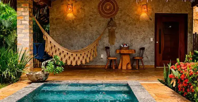 Chalé Premium Superior do Rancho das Dunas, com jardim externo maior e ducha quente